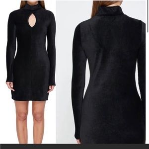 NWT Dual Nature Mock Neck Keyhole Black Dress